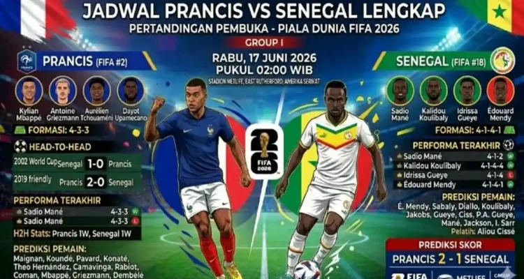 Prediksi Skor Pertandingan Perancis Melawan Senegal di Piala Dunia 2026
